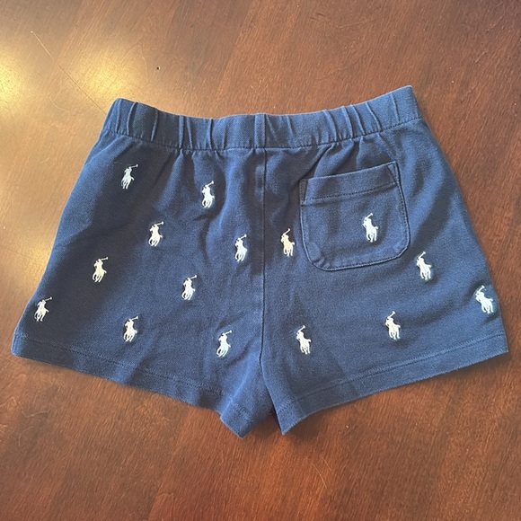 Polo Ralph Lauren Navy Blue Shorts White Embroidered Pony Drawstring Stretch - Picture 7 of 12